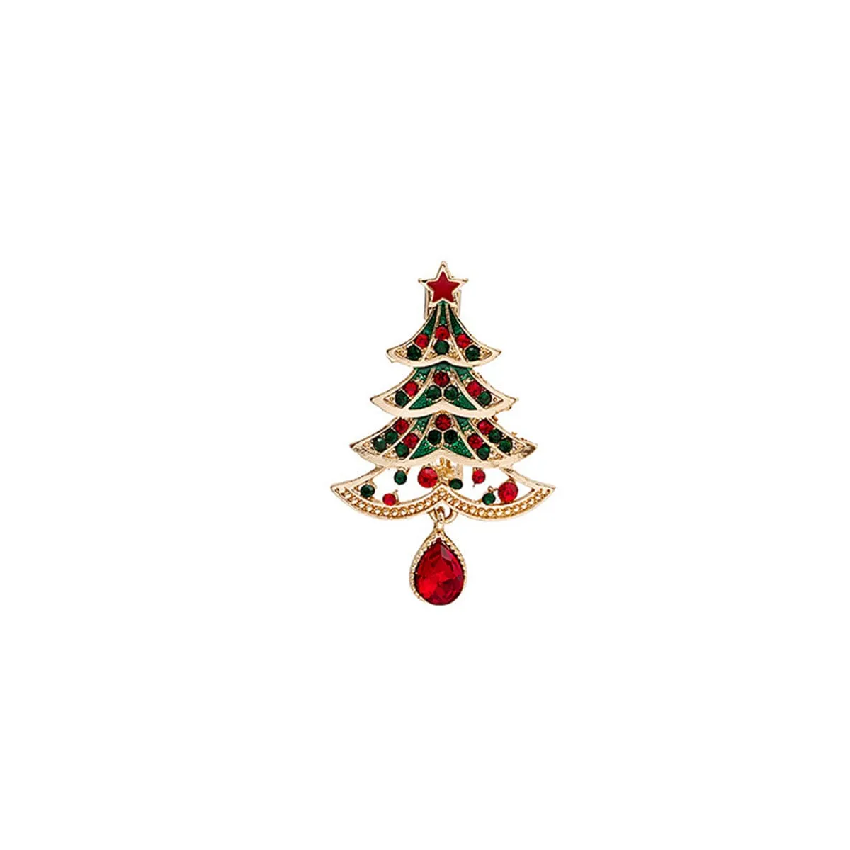 Cubic Zirconia & Crystal Enamel Goldtone Christmas Tree Brooch sold by Zulily