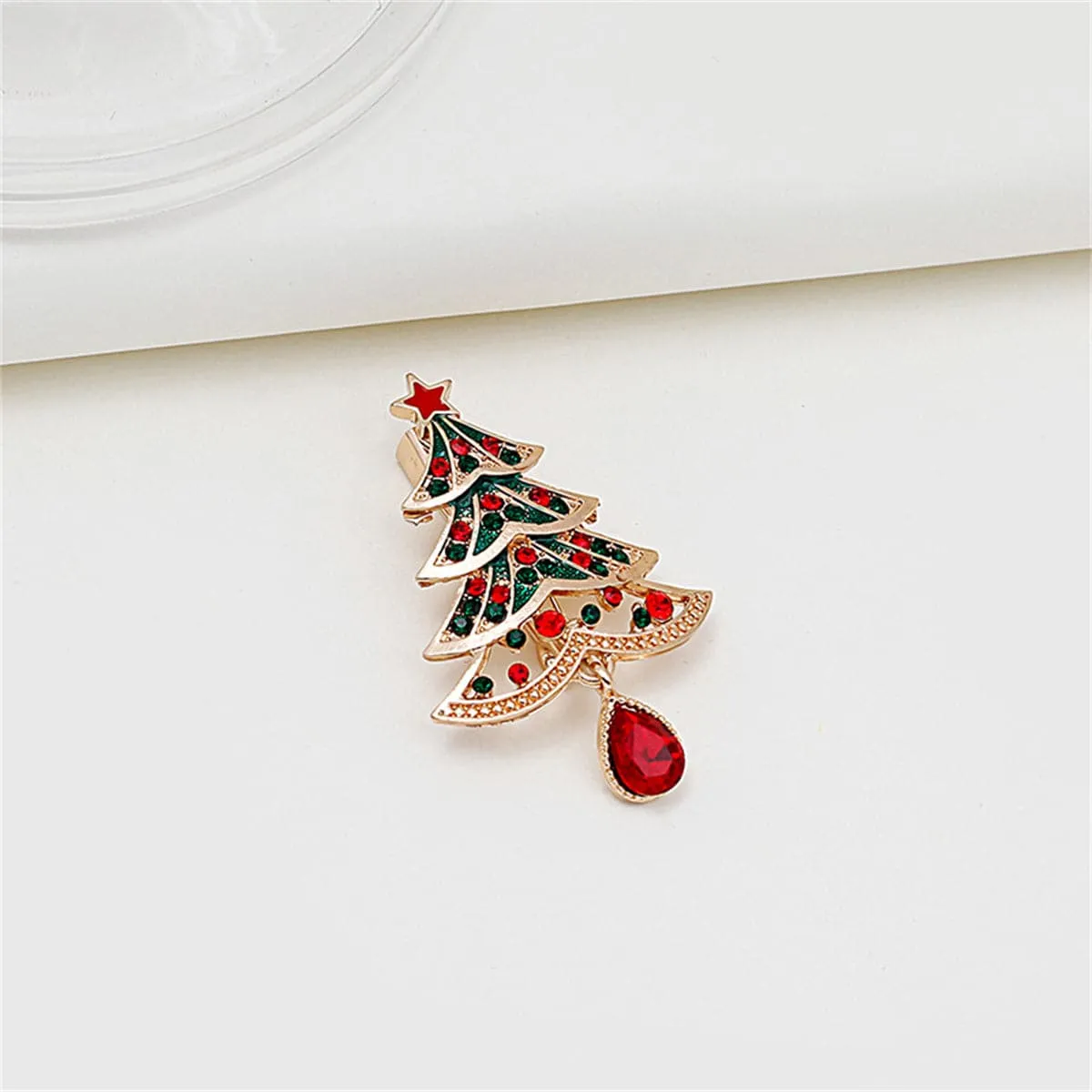 Cubic Zirconia & Crystal Enamel Goldtone Christmas Tree Brooch sold by Zulily product image thumbnail 2