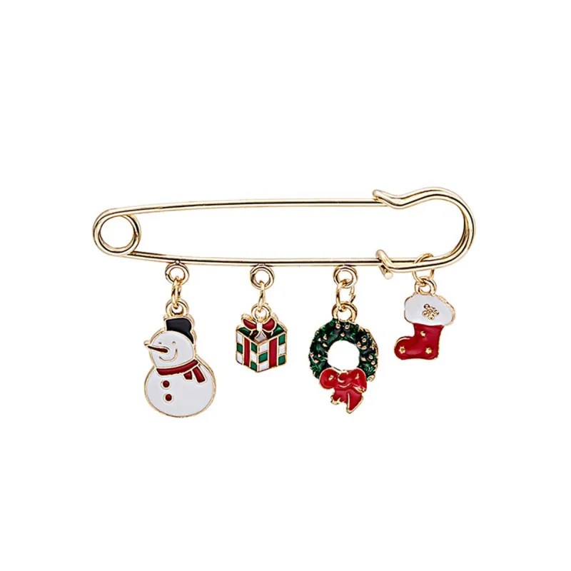 Green Enamel & Goldtone Wreath Christmas Charms Brooch made by Zulily
