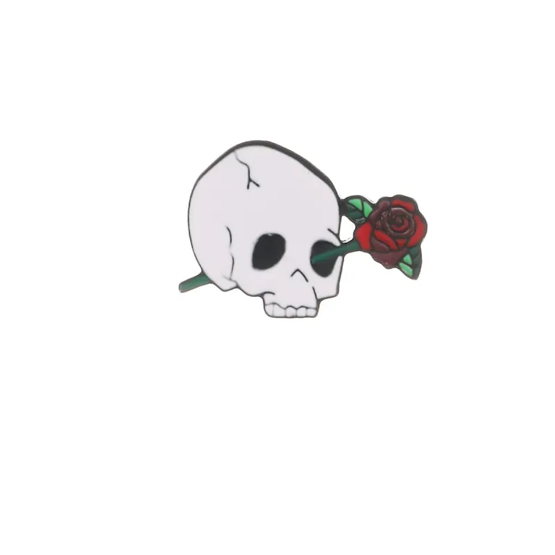 White & Red Skull Rose Brooch made by Zulily