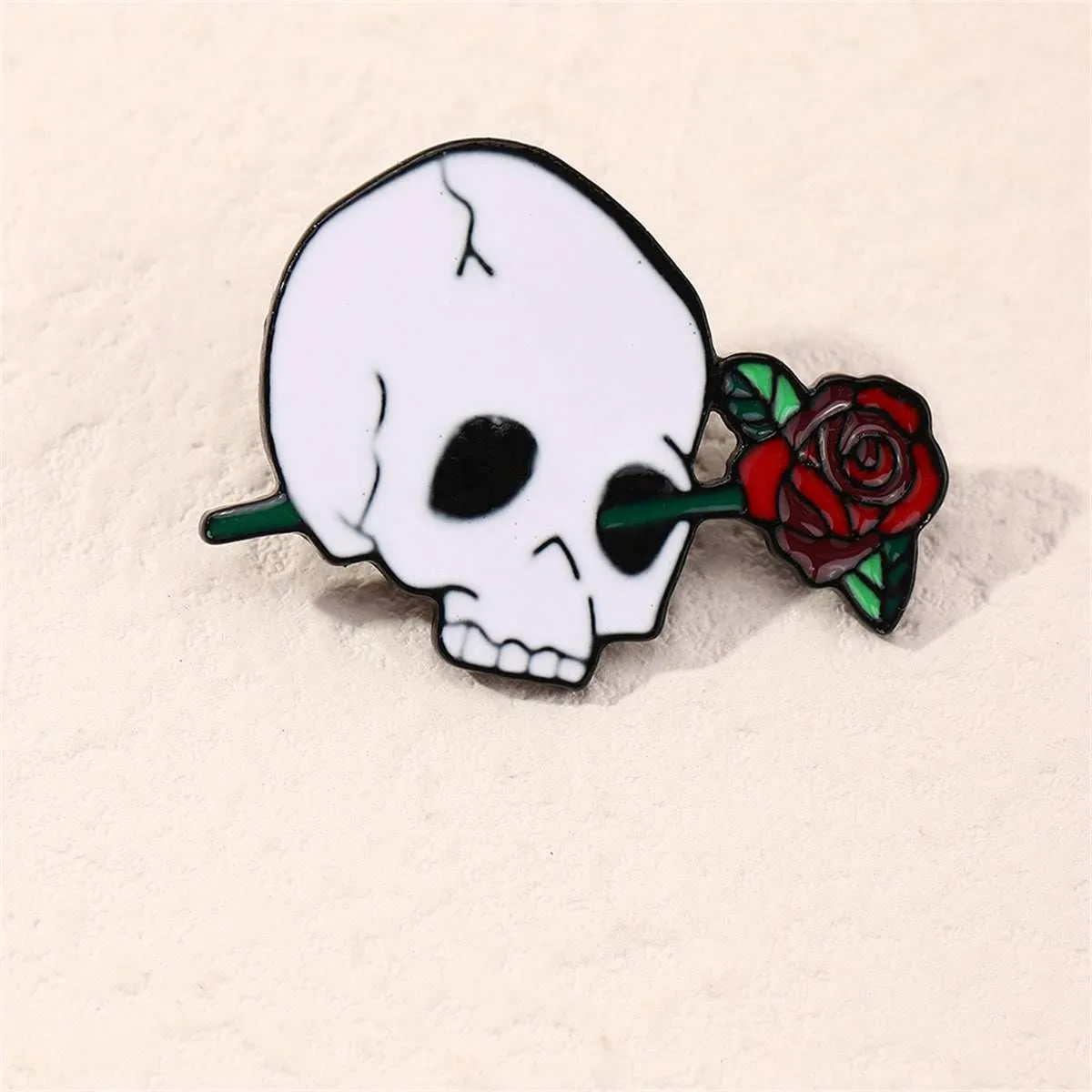 White & Red Skull Rose Brooch sold by Zulily product image thumbnail 3