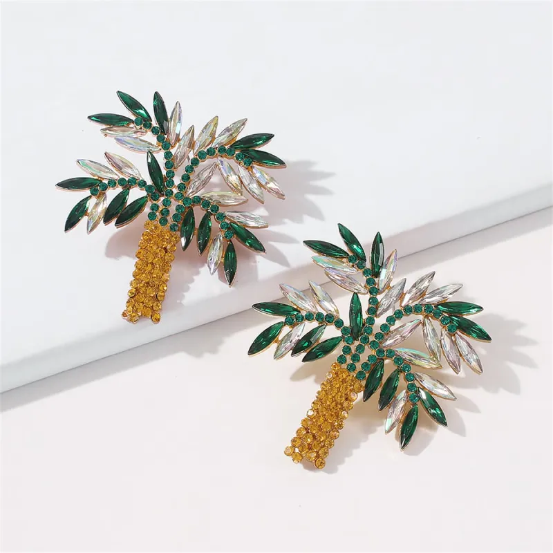 Green Crystal & Cubic Zirconia Coconut Palm Stud Earrings made by Zulily