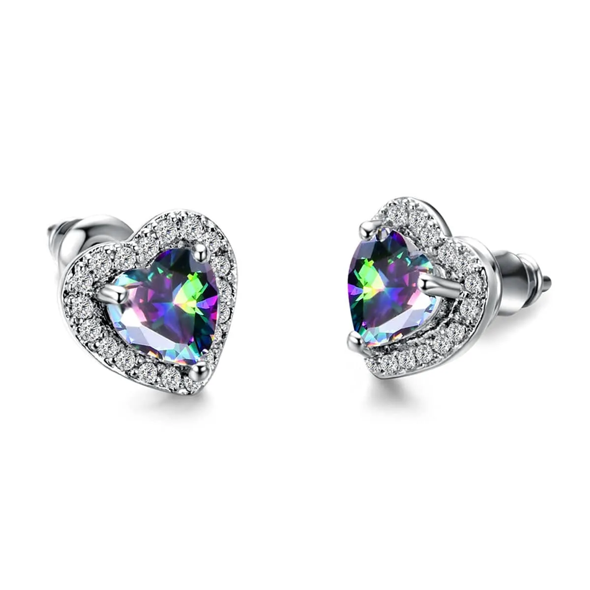 Colored Crystal & Cubic Zirconia Silvertone Halo Heart Stud Earrings sold by Zulily