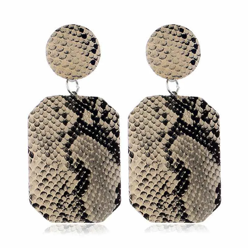 Khaki Serpentine Geometric Drop Earrings made by Zulily