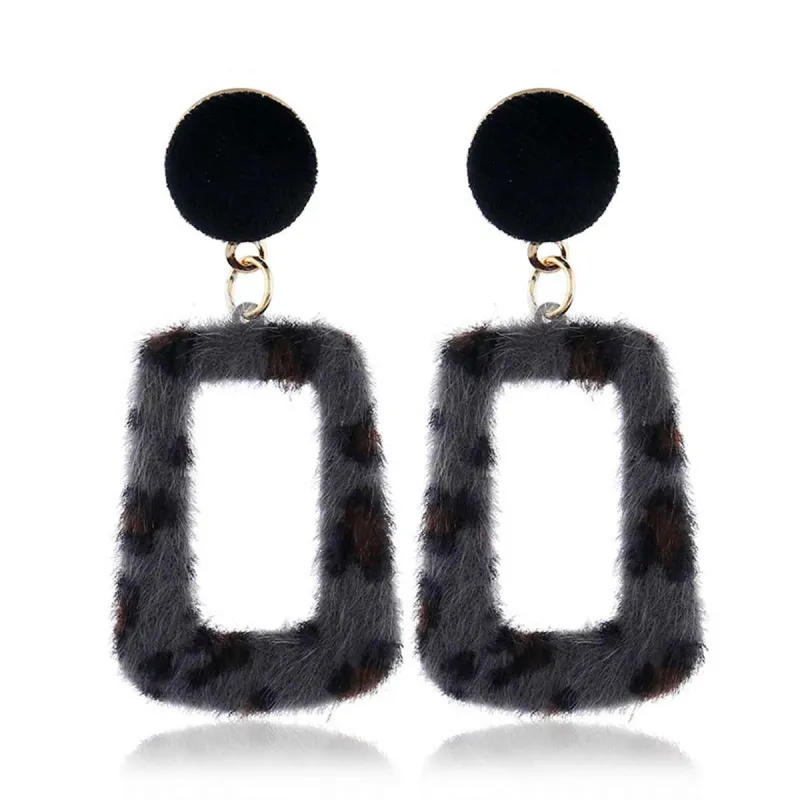 Gray Gabardine & Goldtone Leopard-Print Square Drop Earrings made by Zulily