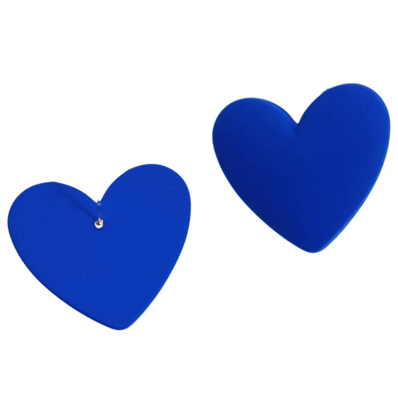 Navy Acrylic & Silvertone Heart Stud Earrings made by Zulily