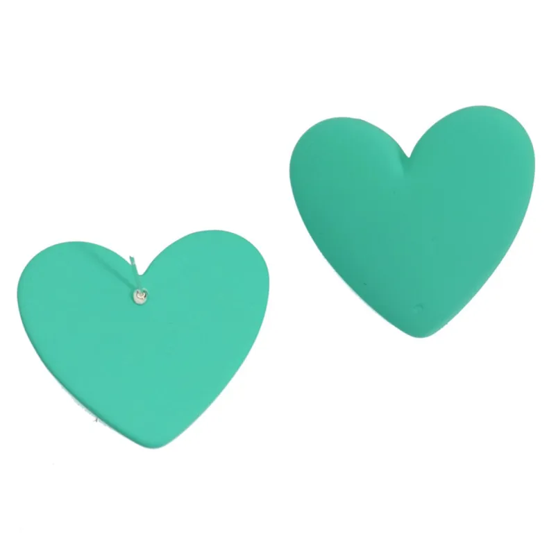Cyan Acrylic & Silvertone Heart Stud Earrings made by Zulily