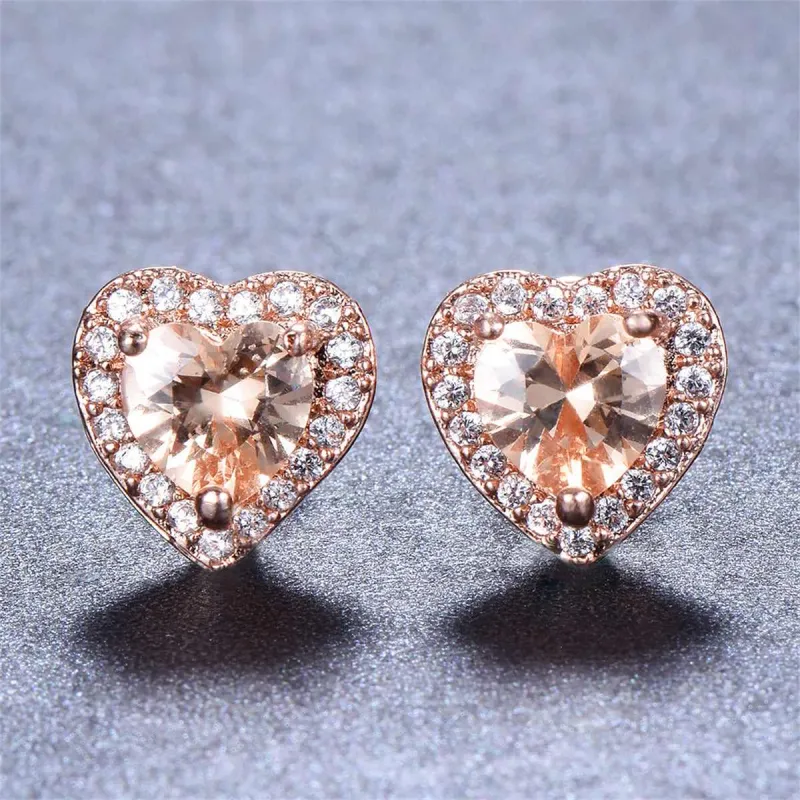 Champagne Crystal & Cubic Zirconia Rose Goldtone Halo Heart Stud Earrings made by Zulily