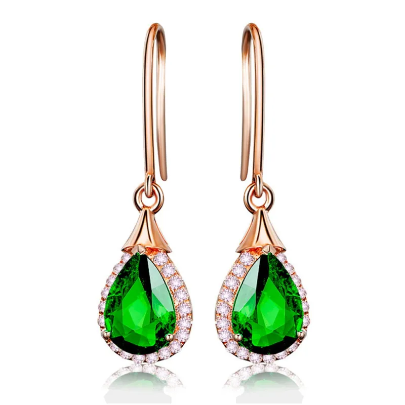Green Crystal & Cubic Zirconia Rose Goldtone Halo Teardrop Earrings made by Zulily