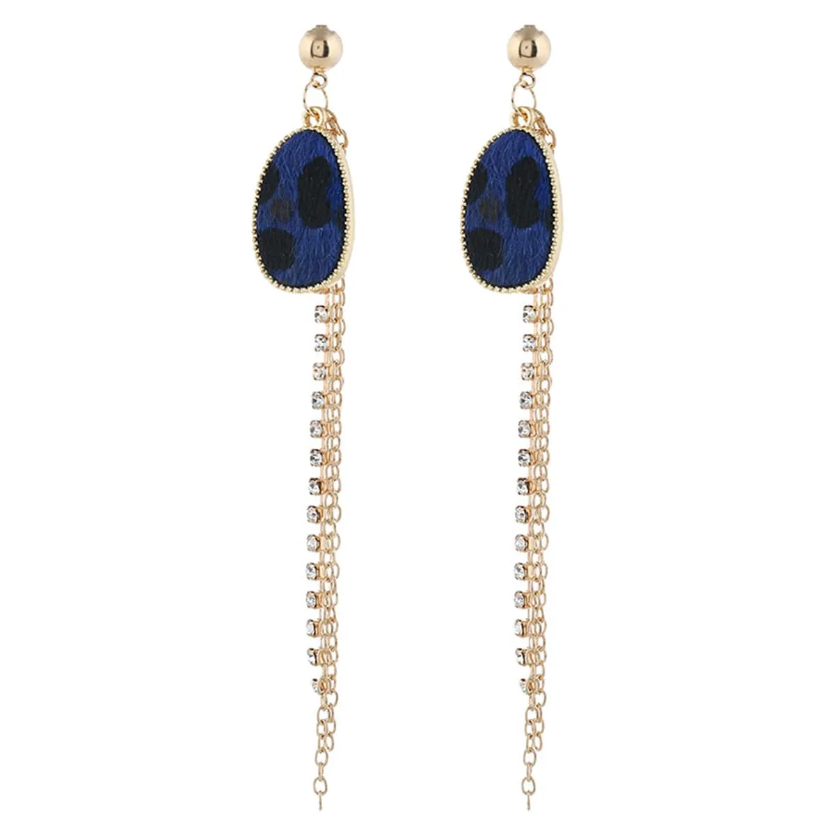 Cubic Zirconia & Blue Leopard Tassel Drop Earrings sold by Zulily