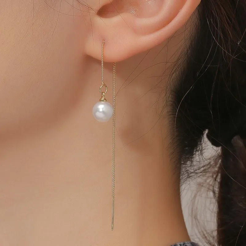 Pearl & Goldtone Threader Earrings made by Zulily