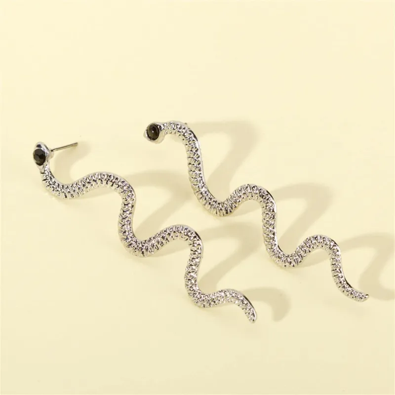 Cubic Zirconia & Silvertone Snake Dangle Earrings made by Zulily