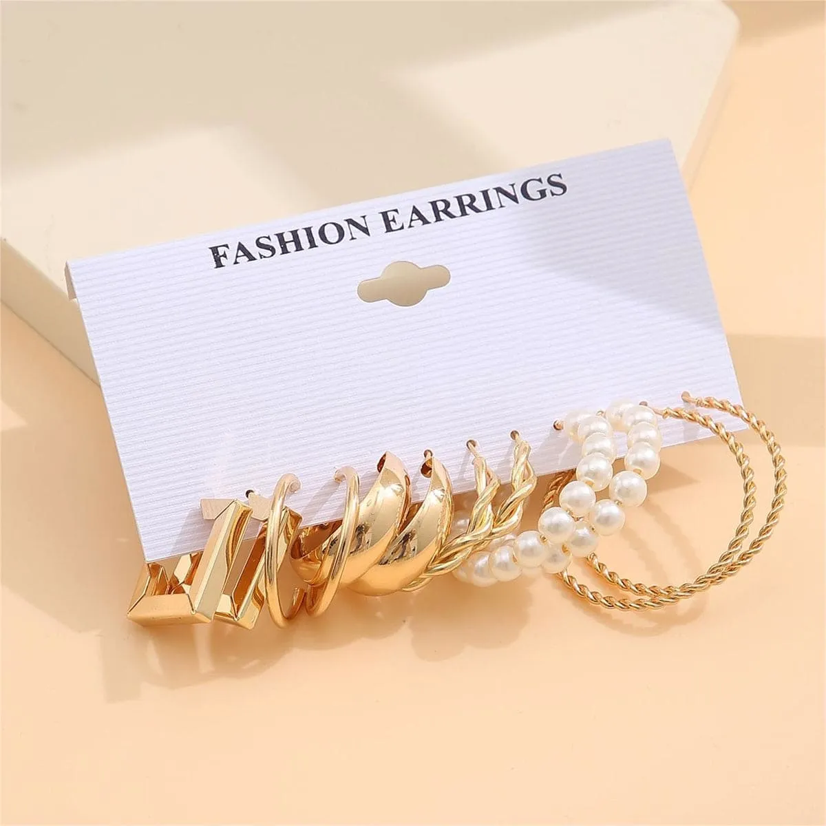 Pearl & Goldtone Hoop Earrings Set sold by Zulily product image thumbnail 2