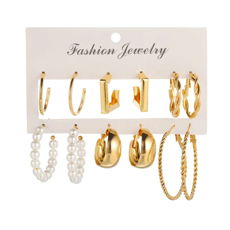 Pearl & Goldtone Hoop Earrings Set made by Zulily