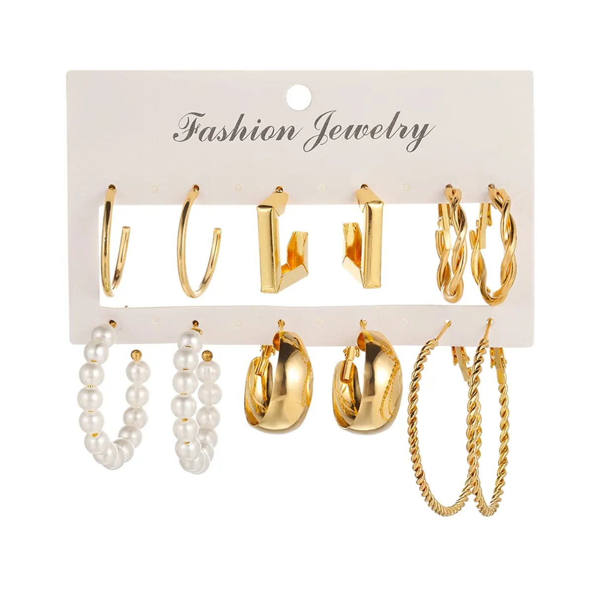Pearl & Goldtone Hoop Earrings Set sold by Zulily