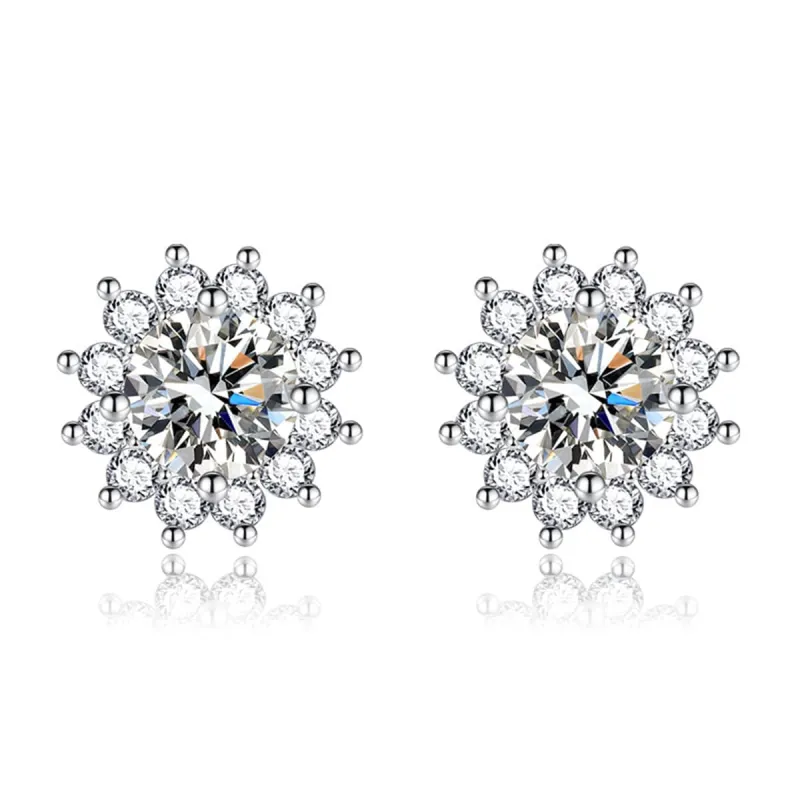 Colored Crystal & Cubic Zirconia Silvertone Flower Stud Earrings made by Zulily