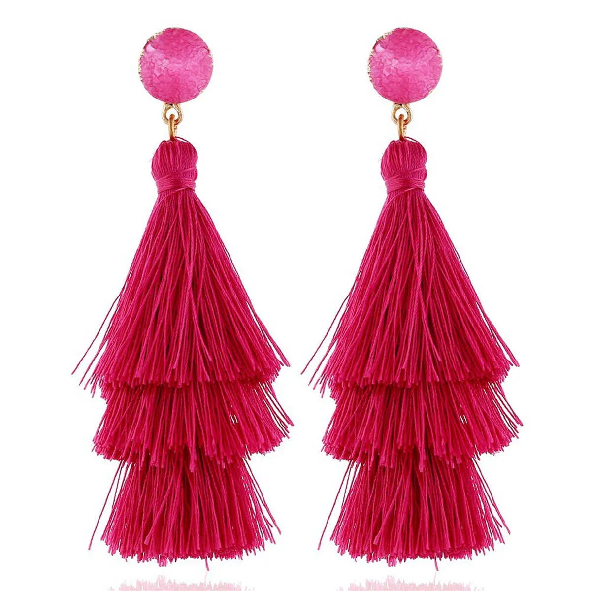 Rose Tri-Layered Tassel Drop Earrings sold by Zulily product image thumbnail 2