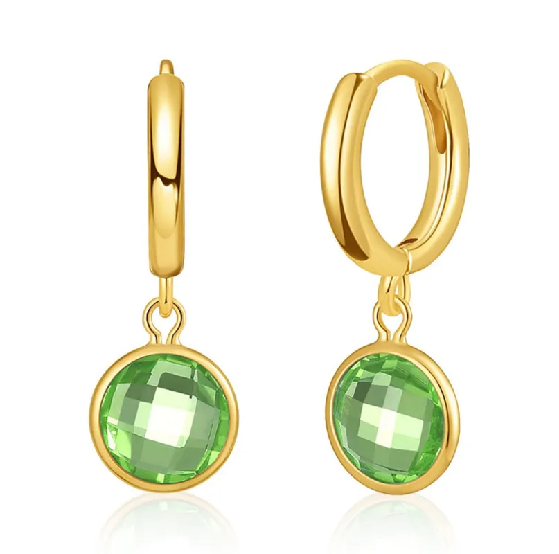 Light Green Crystal & Goldtone Round Huggie Earrings made by Zulily