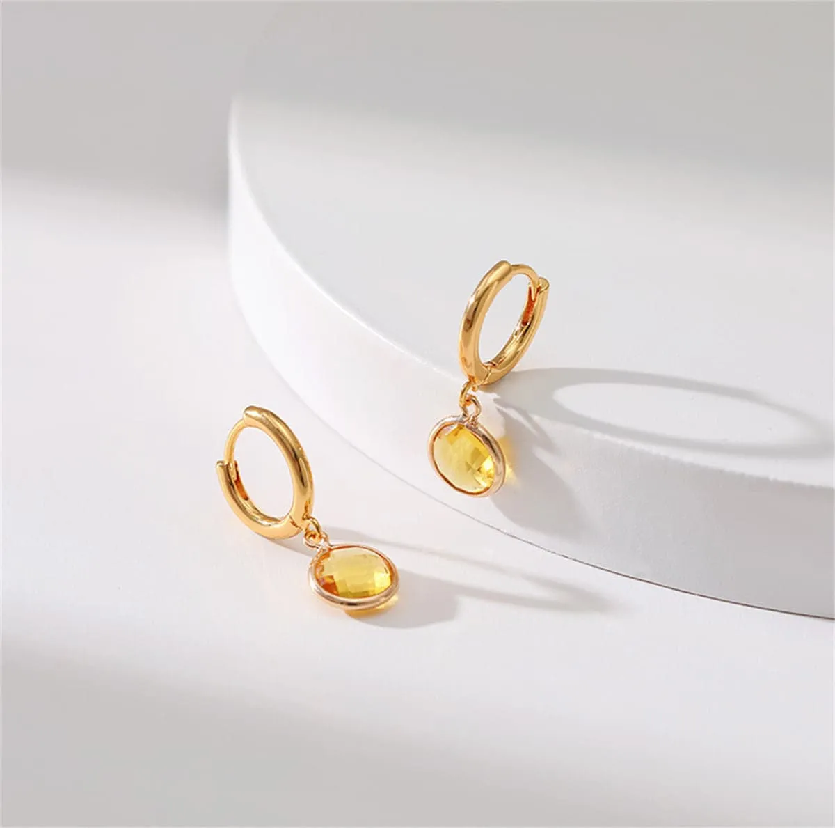 Yellow Crystal & Goldtone Round Huggie Earrings sold by Zulily product image thumbnail 3