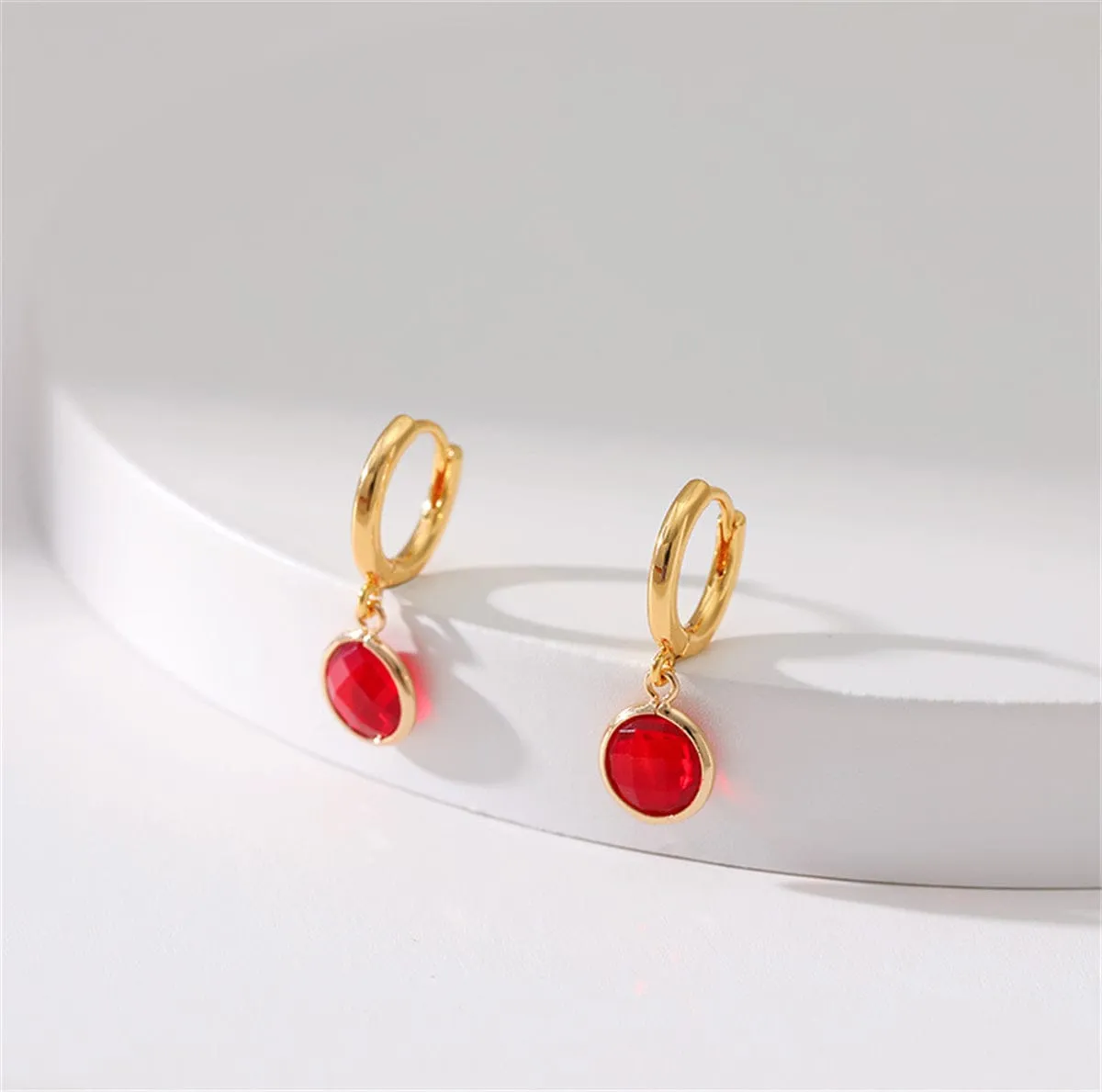 Red Crystal & Goldtone Round Huggie Earrings sold by Zulily product image thumbnail 2