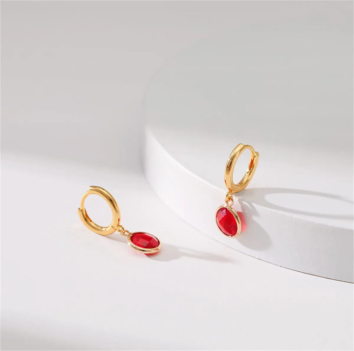 Red Crystal & Goldtone Round Huggie Earrings sold by Zulily product image thumbnail 3