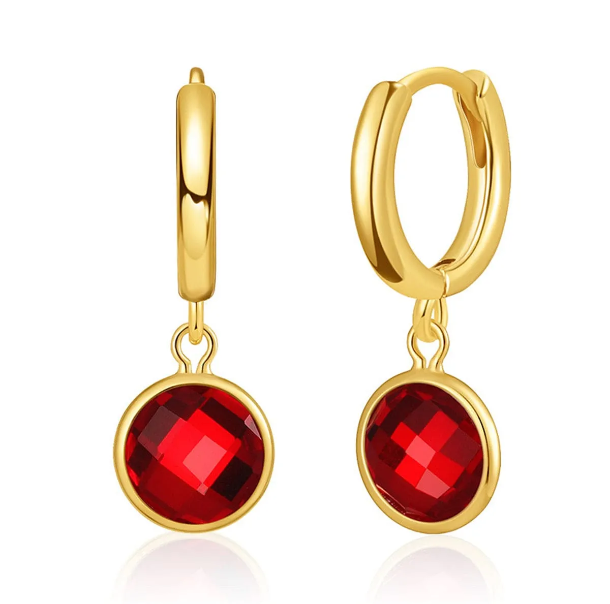 Red Crystal & Goldtone Round Huggie Earrings sold by Zulily