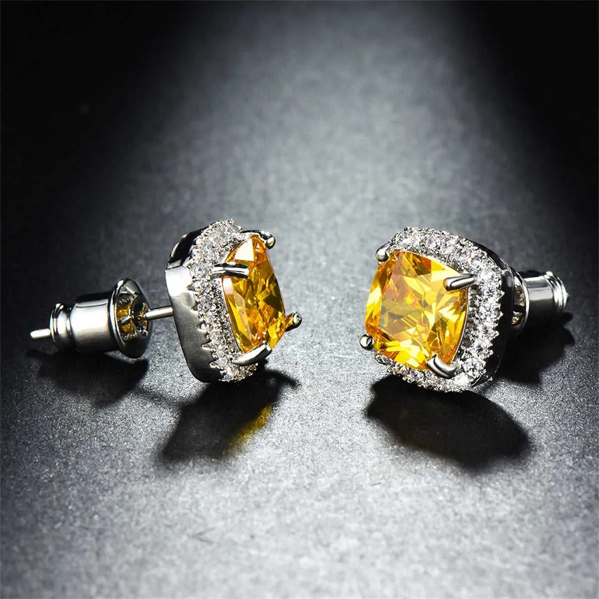 Yellow Princess Crystal & Silvertone Halo Stud Earrings sold by Zulily product image thumbnail 2