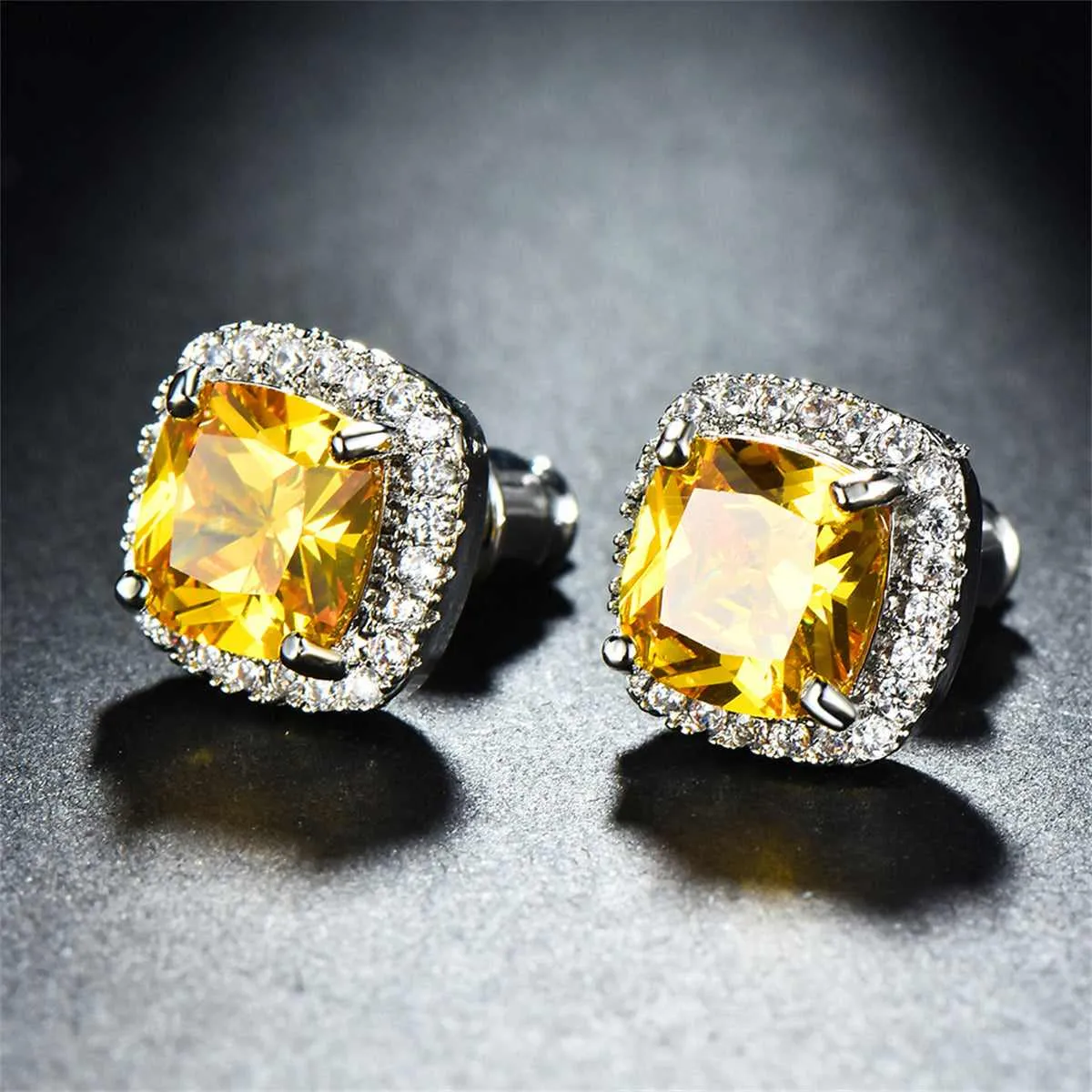 Yellow Princess Crystal & Silvertone Halo Stud Earrings sold by Zulily product image thumbnail 3