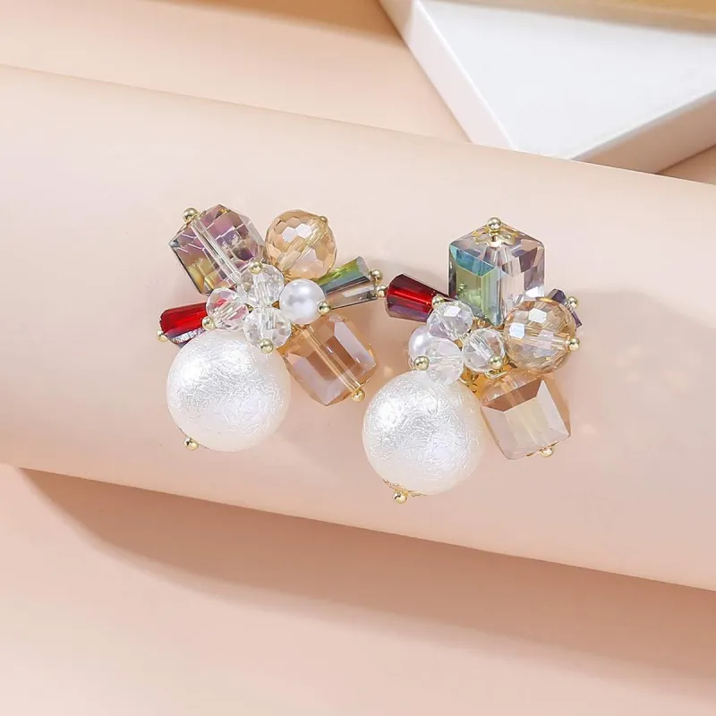 Crystal & Pearl Goldtone Cluster Stud Earrings made by Zulily