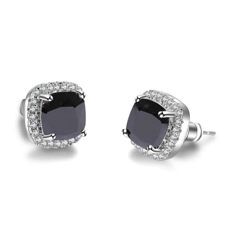 Black Princess Crystal & Cubic Zirconia Silvertone Halo Stud Earrings made by Zulily