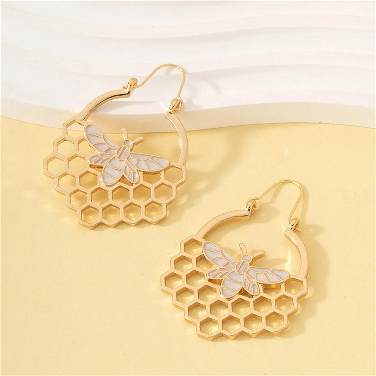 Goldtone Bee Honeycomb Drop Earrings sold by Zulily product image thumbnail 3