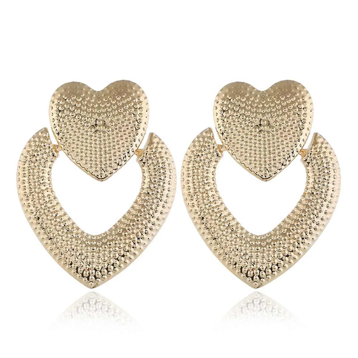 Goldtone Textured Open-Heart Drop Earrings sold by Zulily
