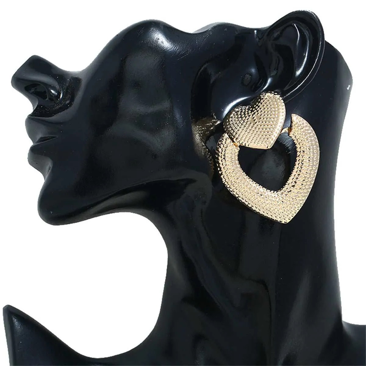 Goldtone Textured Open-Heart Drop Earrings sold by Zulily product image thumbnail 3