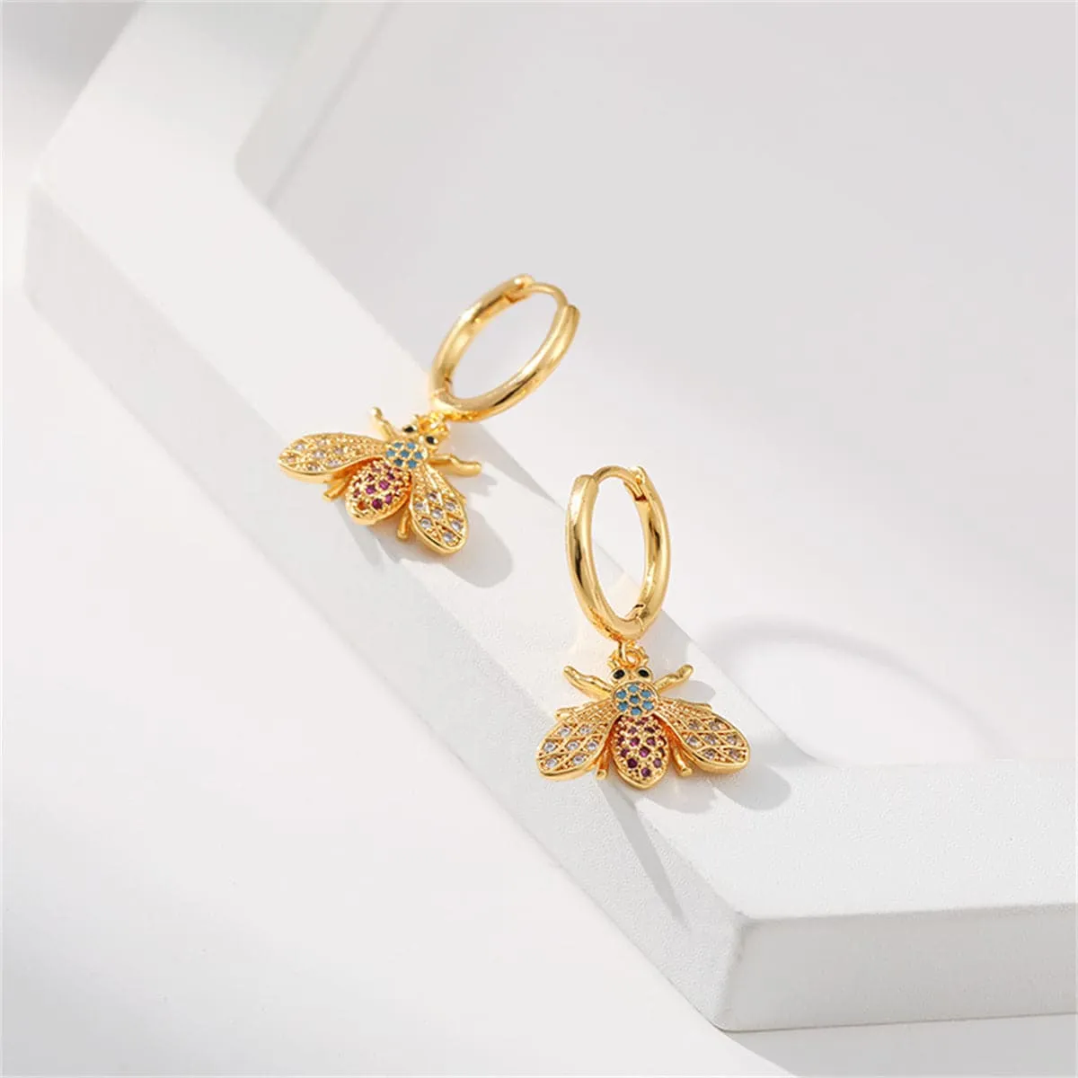 Multicolor Cubic Zirconia & Goldtone Bee Huggie Earrings sold by Zulily product image thumbnail 3