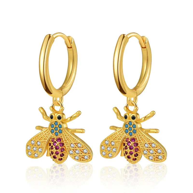 Multicolor Cubic Zirconia & Goldtone Bee Huggie Earrings made by Zulily
