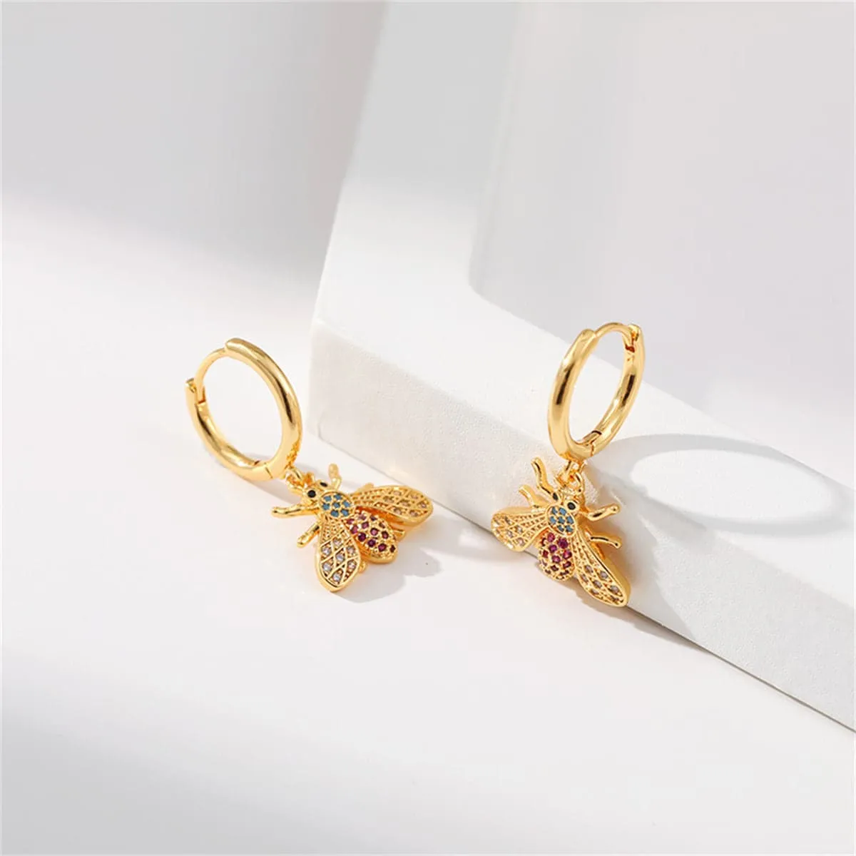 Multicolor Cubic Zirconia & Goldtone Bee Huggie Earrings sold by Zulily product image thumbnail 2
