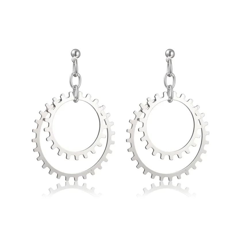 Silvertone Gear Drop Earring made by Zulily