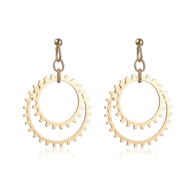 Goldtone Gear Drop Earring made by Zulily