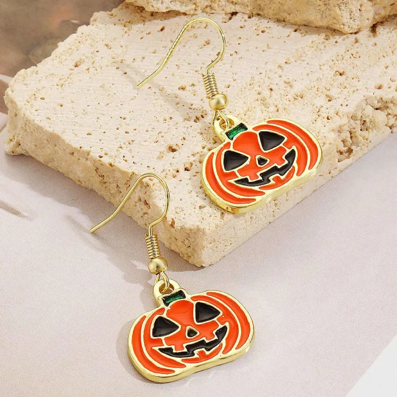Orange Enamel & Goldtone Smiling Jack-O'-Lantern Drop Earrings made by Zulily