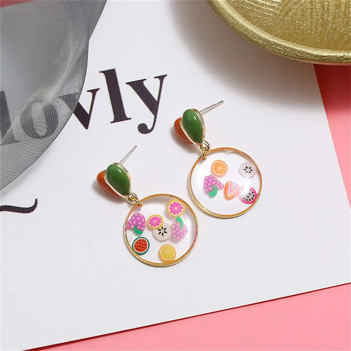 Red Enamel & Resin Heart Fruit Drop Earrings sold by Zulily product image thumbnail 3