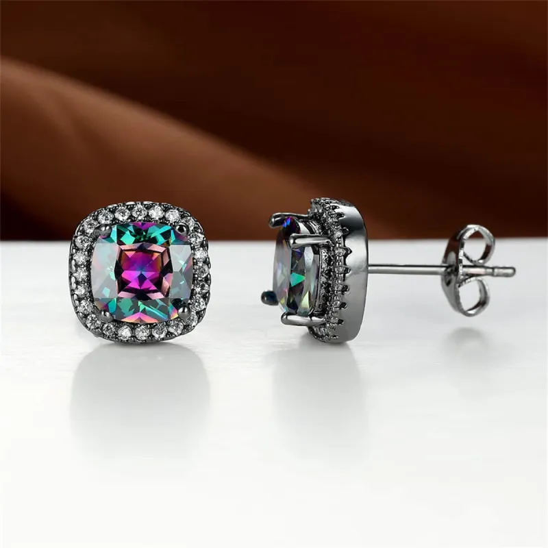 Purple Princess Crystal & Blacktone Halo Stud Earrings made by Zulily