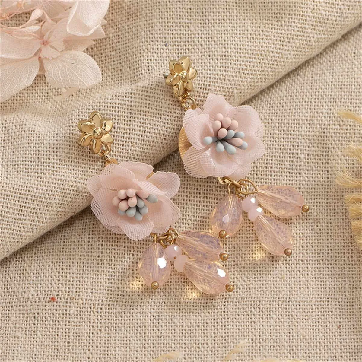 Pink & Blue Enamel Flower Drop Earrings sold by Zulily product image thumbnail 2