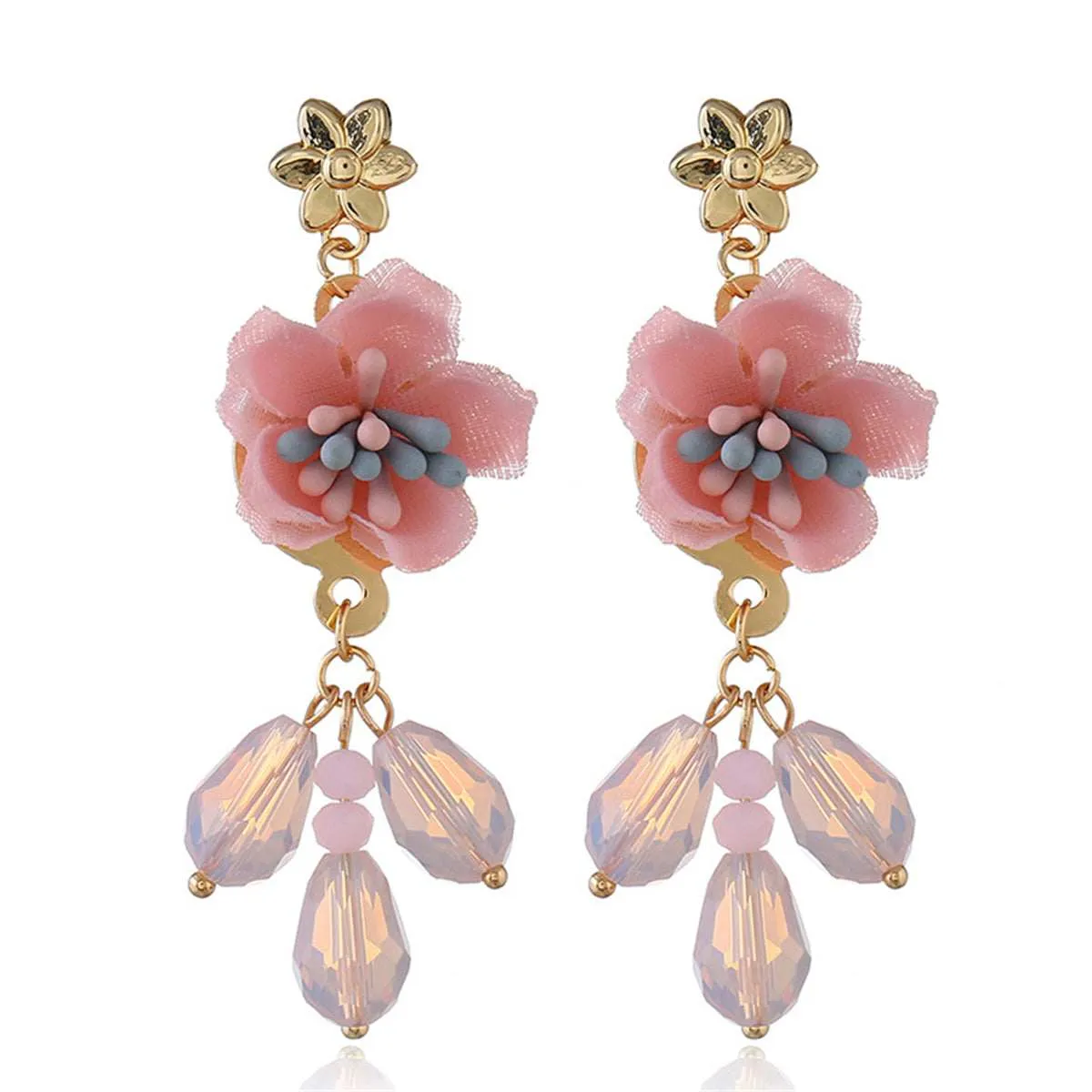 Pink & Blue Enamel Flower Drop Earrings sold by Zulily product image thumbnail 3