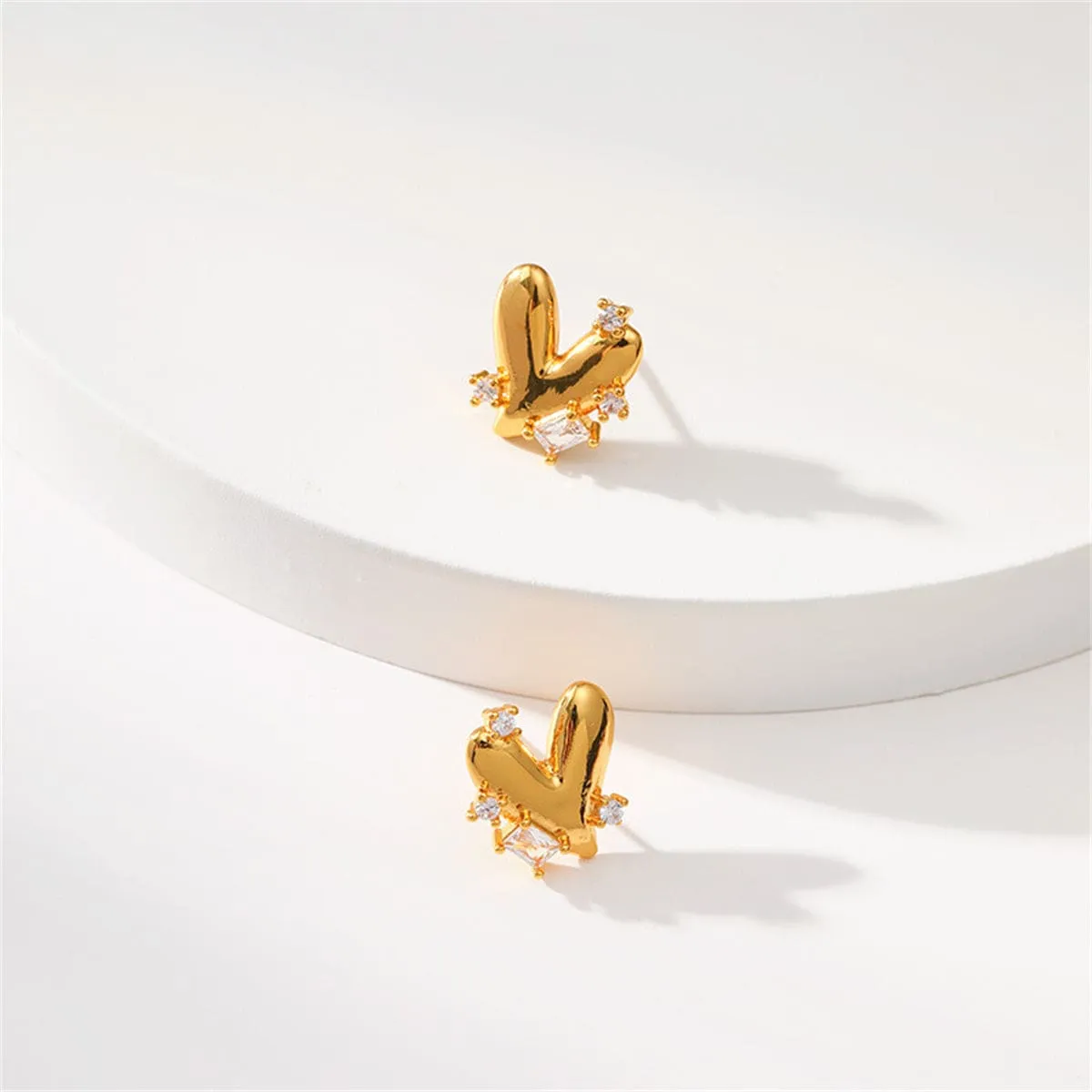 Crystal & Cubic Zirconia Goldtone Heart Stud Earrings sold by Zulily product image thumbnail 2