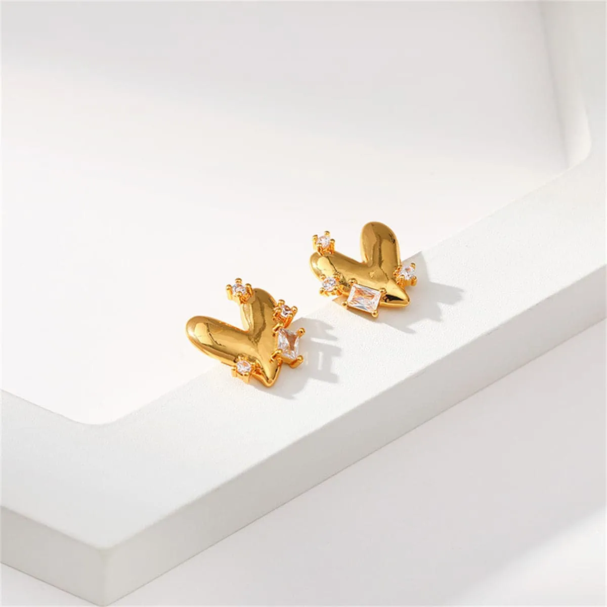Crystal & Cubic Zirconia Goldtone Heart Stud Earrings sold by Zulily product image thumbnail 3