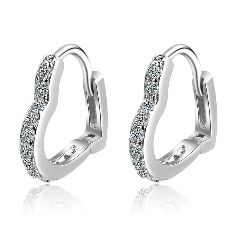 Cubic Zirconia & Silvertone Heart Hoop Earrings made by Zulily