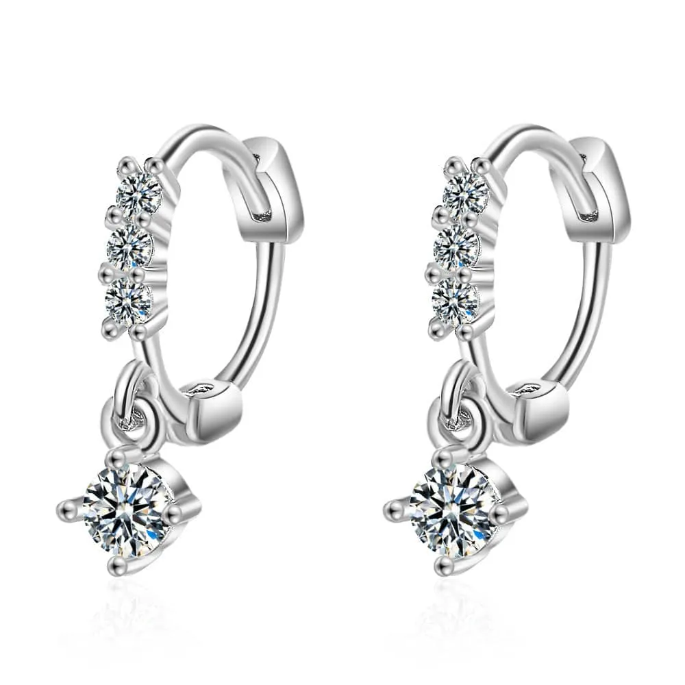 Cubic Zirconia & Silvertone Round-Cut Drop Earrings sold by Zulily