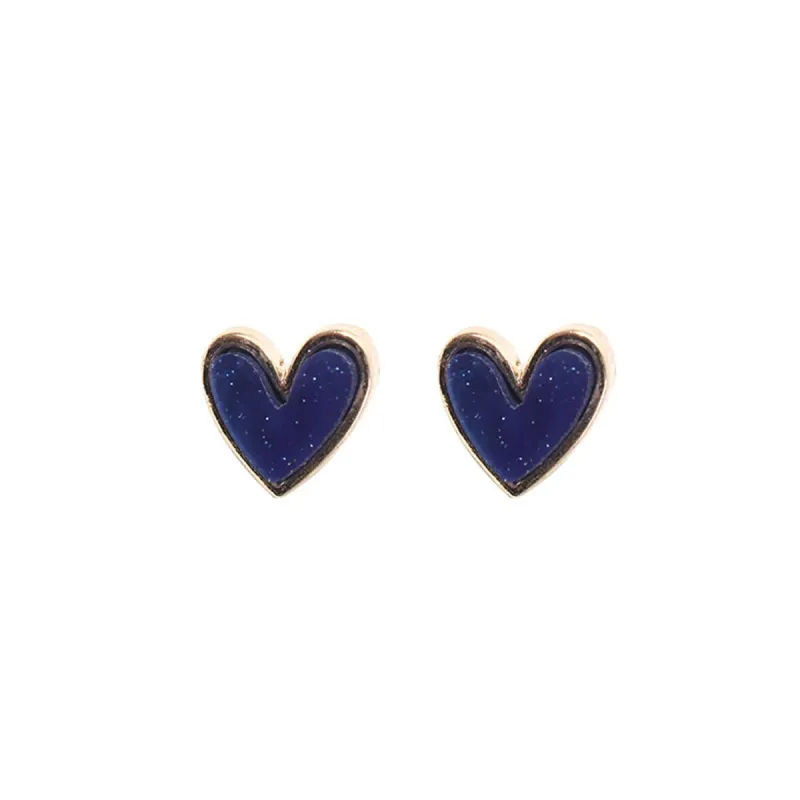 Blue Acrylic & Goldtone Heart Stud Earrings made by Zulily