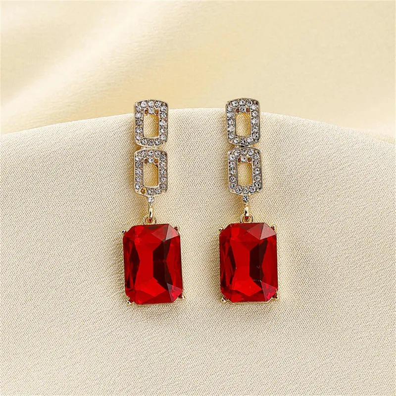 Cubic Zirconia & Red Crystal Goldtone Square Drop Earrings made by Zulily