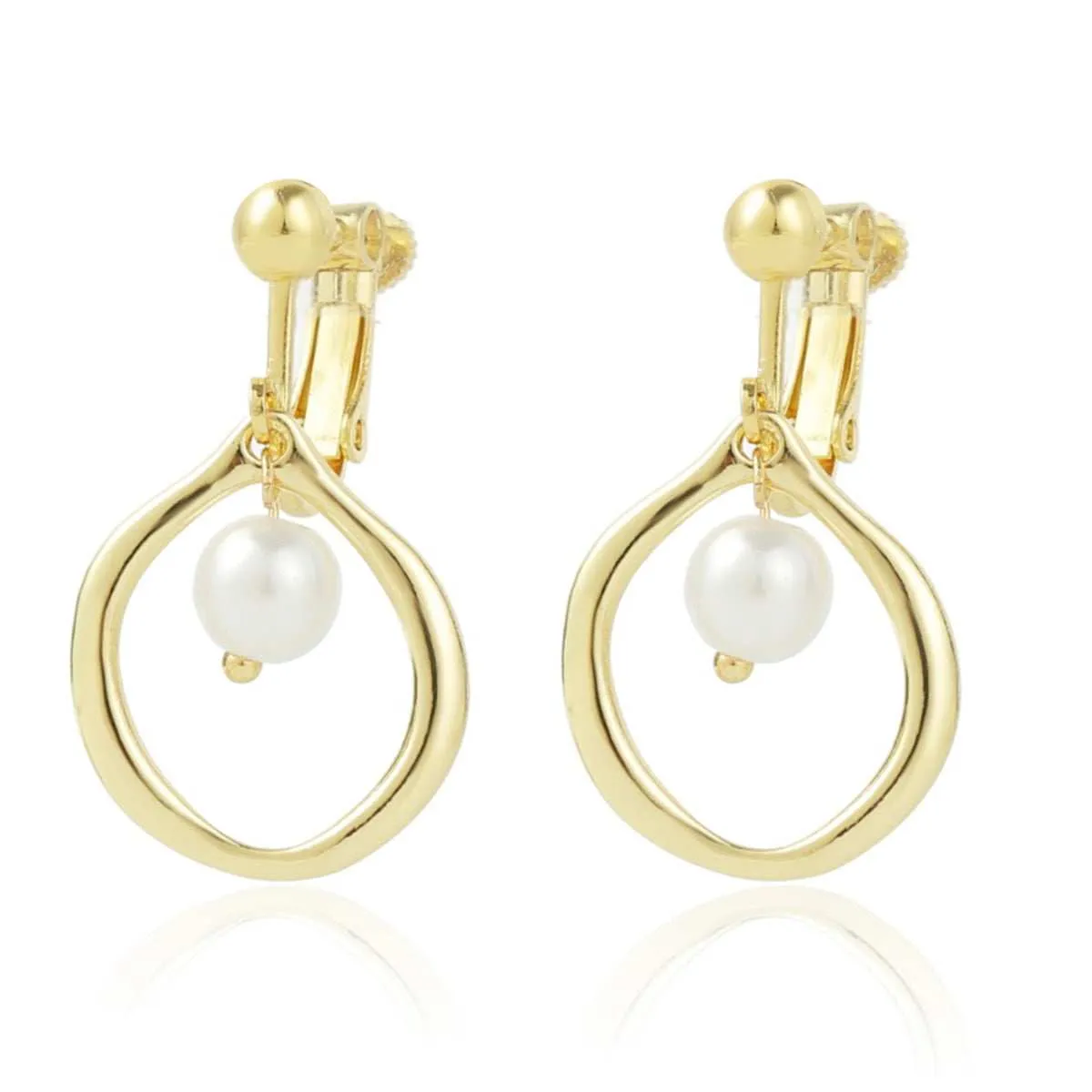 Pearl & Goldtone Openwork-Center Huggie Earrings sold by Zulily